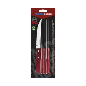 TRAMONTINA POLYWOOD 6 DARABOS STEAK KÉSKÉSZLET ROZSDAMENTES ACÉL PENGÉKKEL, 12,5 CM