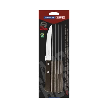 TRAMONTINA POLYWOOD 6 DARABOS STEAK KÉSKÉSZLET ROZSDAMENTES ACÉL PENGÉKKEL, 12,5 CM