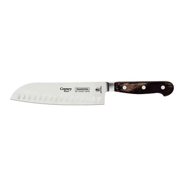 TRAMONTINA CENTURY WOOD SANTOKU KÉS ROZSDAMENTES ACÉL PENGÉVEL ÉS BARNA KEZELT FA NYÉLLEL, 18 CM