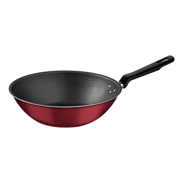 TRAMONTINA LORETO ALUMÍNIUM WOK BELSŐ ÉS KÜLSŐ STARFLON MAX TAPADÁSMENTES BEVONATTAL, PIROS, 28 CM, 3,6 L