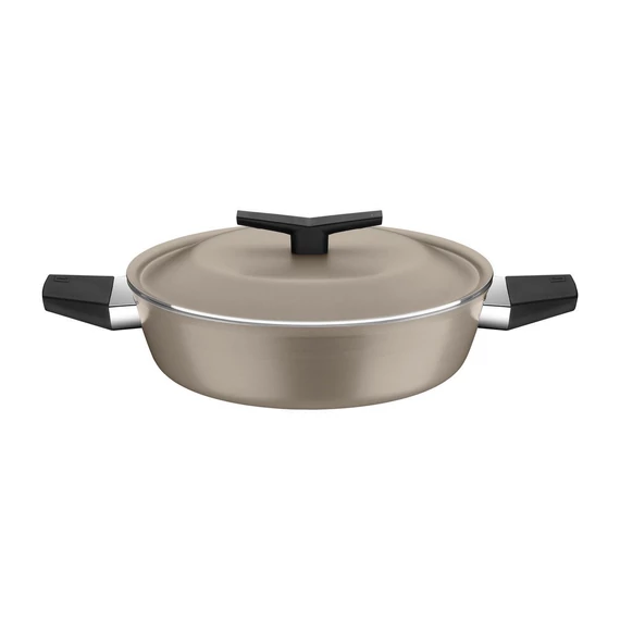 TRAMONTINA SPEZIA INDUKCIÓS, PEZSGŐSZÍNŰ, ALUMÍNIUM RIZSFŐZŐ SERPENYŐ, BELSŐ ÉS KÜLSŐ STARFLON KIVÁLÓ TAPADÁSMENTES BEVONATTAL, 24 CM