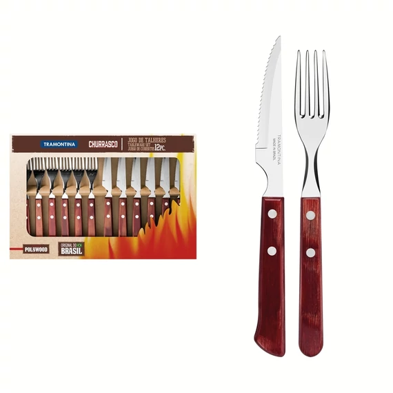 TRAMONTINA CHURRASCO POLYWOOD STEAK EVŐESZKÖZ KÉSZLET 12DB