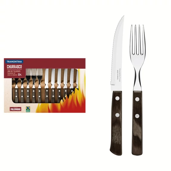 TRAMONTINA CHURRASCO POLYWOOD STEAK EVŐESZKÖZ KÉSZLET 12DB
