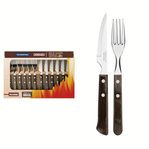 TRAMONTINA CHURRASCO POLYWOOD STEAK EVŐESZKÖZ KÉSZLET 12DB