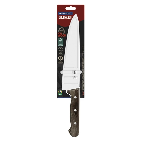 TRAMONTINA HÚSVÁGÓ KÉS ROZSDAMENTES ACÉL PENGÉVEL ÉS KEZELT BARNA POLYWOOD NYÉLLEL 25 CM